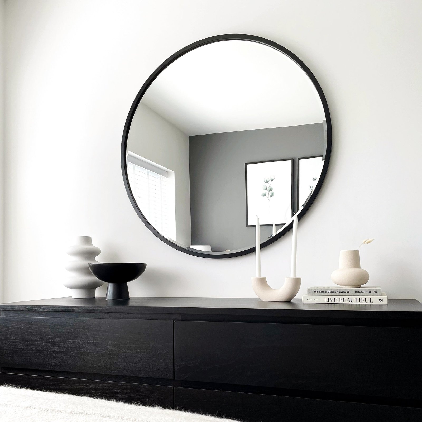 Higgins - Black Metal Modern Round Wall Mirror 100cm x 100cm - Image 3