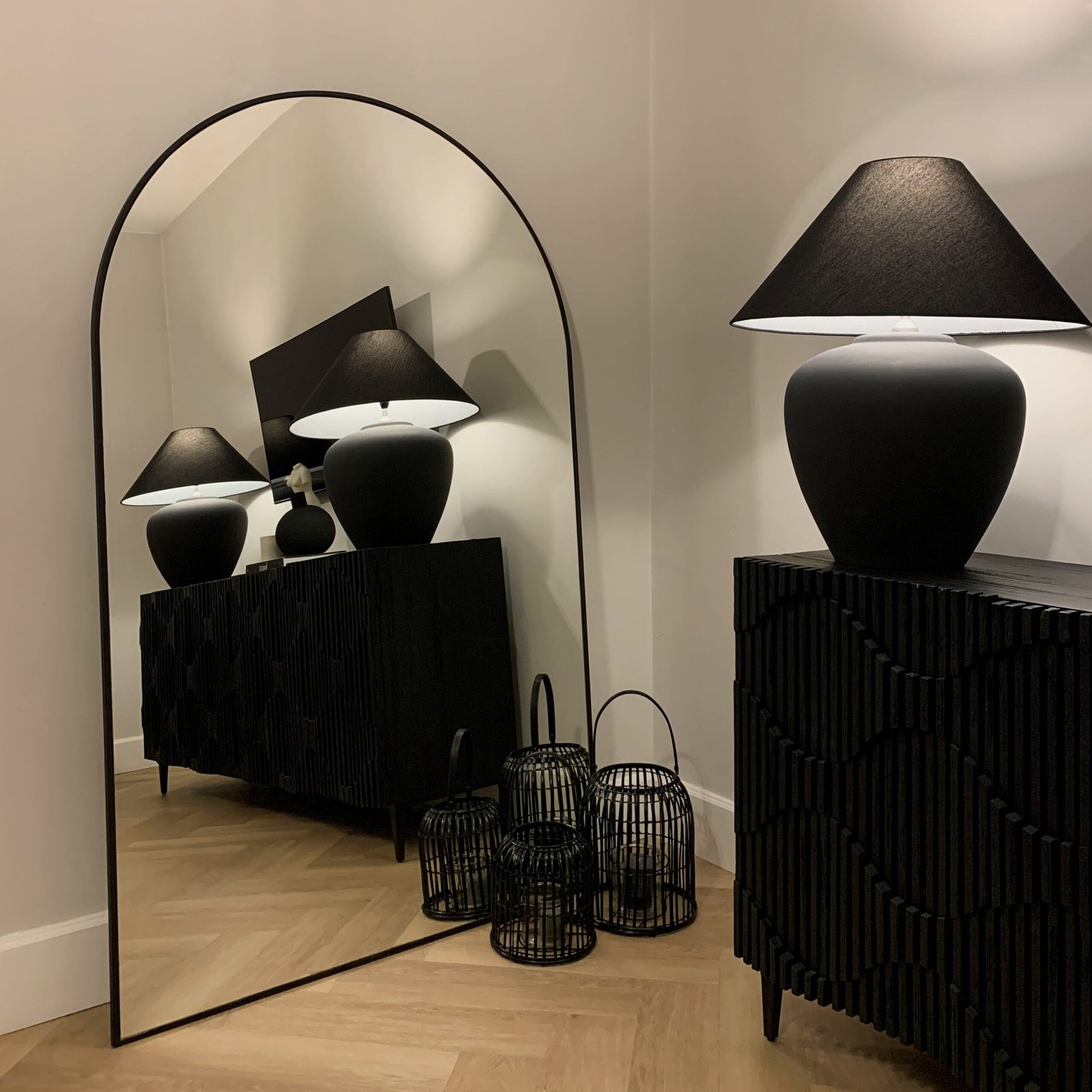 Liberty - Black Full Length Arched Metal Mirror 180cm x 110cm - Image 9