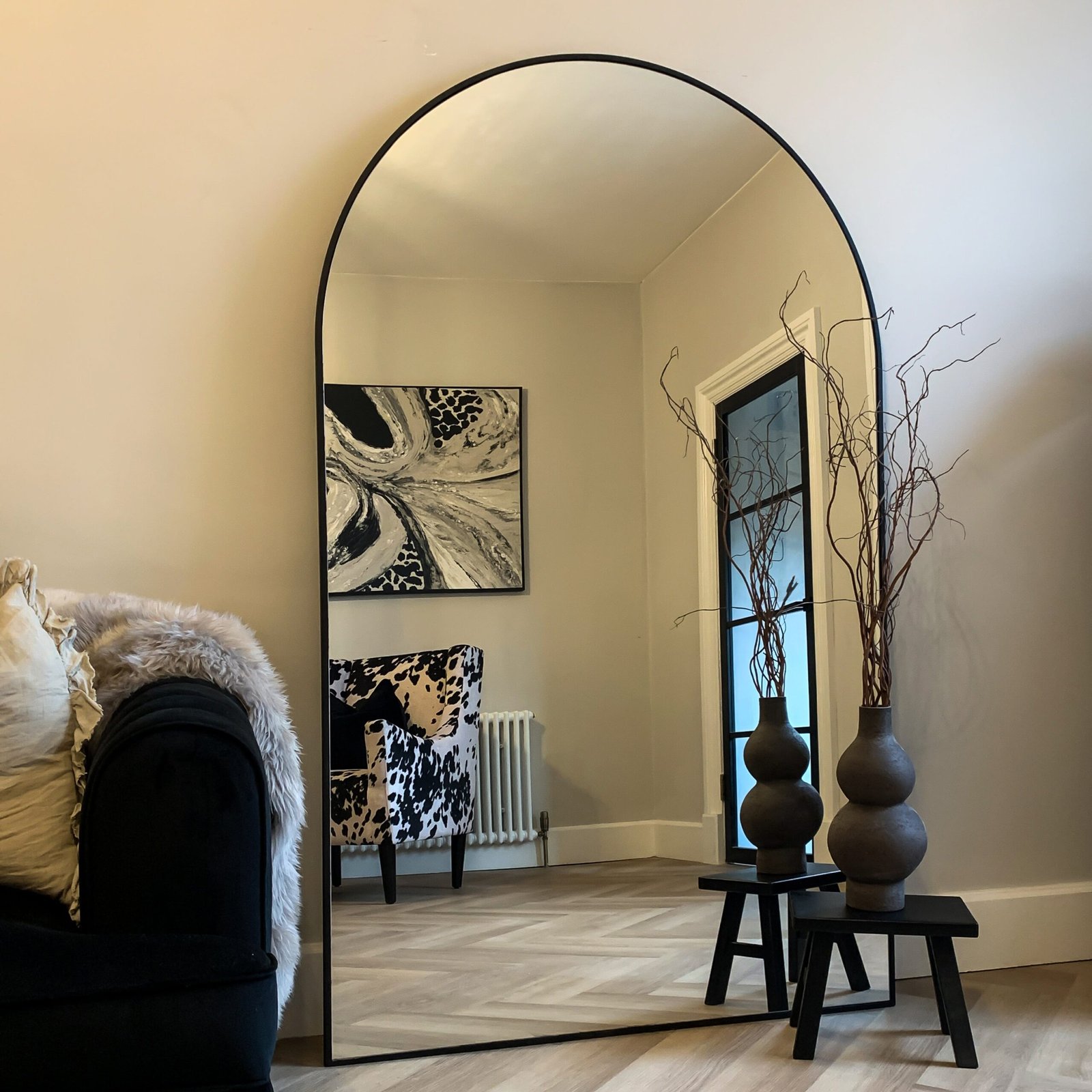 Liberty - Black Full Length Arched Metal Mirror 180cm x 110cm - Image 8