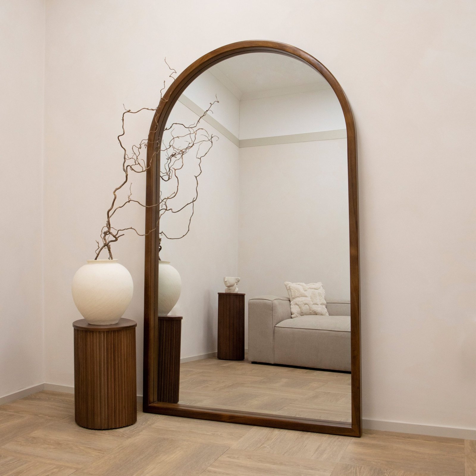 Tamara - Full Length Extra Large Arched Walnut Mirror 190cm x 110cm - Image 10