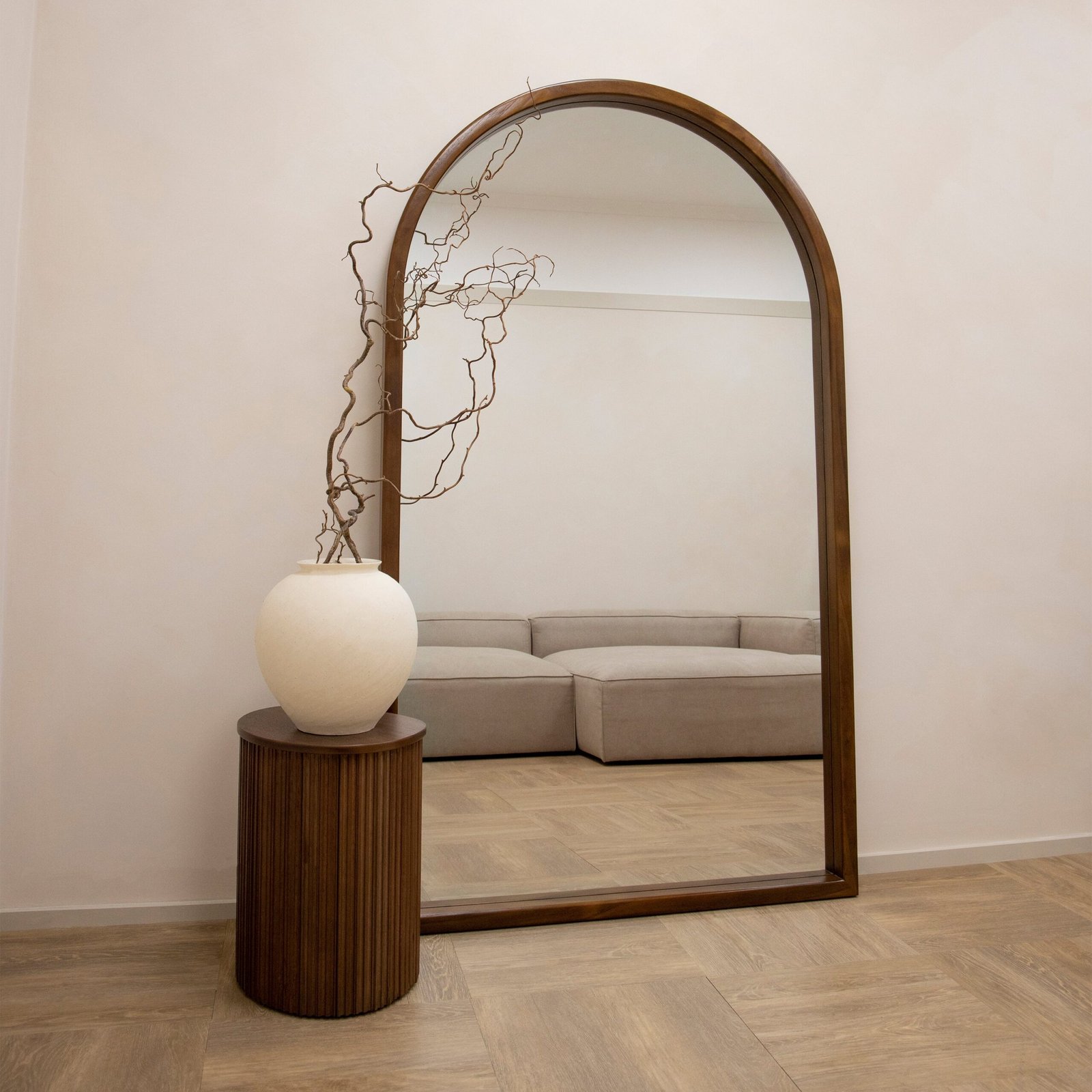 Tamara - Full Length Extra Large Arched Walnut Mirror 190cm x 110cm - Image 9