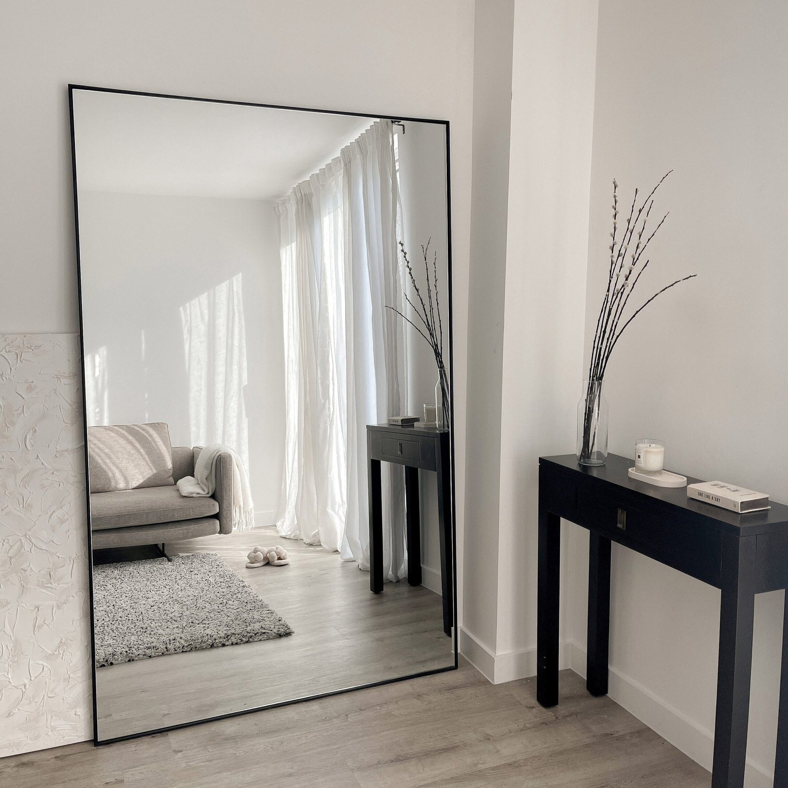 Theo - Full Length Black Extra Large Metal Mirror 190cm x 120cm