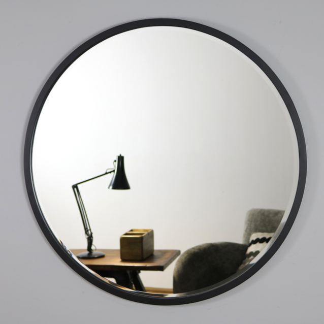 Higgins - Black Metal Modern Round Wall Mirror 100cm x 100cm - Image 7