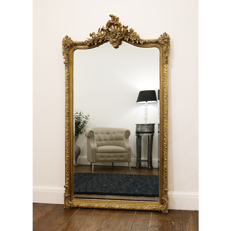 Francesca - Gold Arched Ornate Full Length Mirror 185cm x 100cm - Image 3