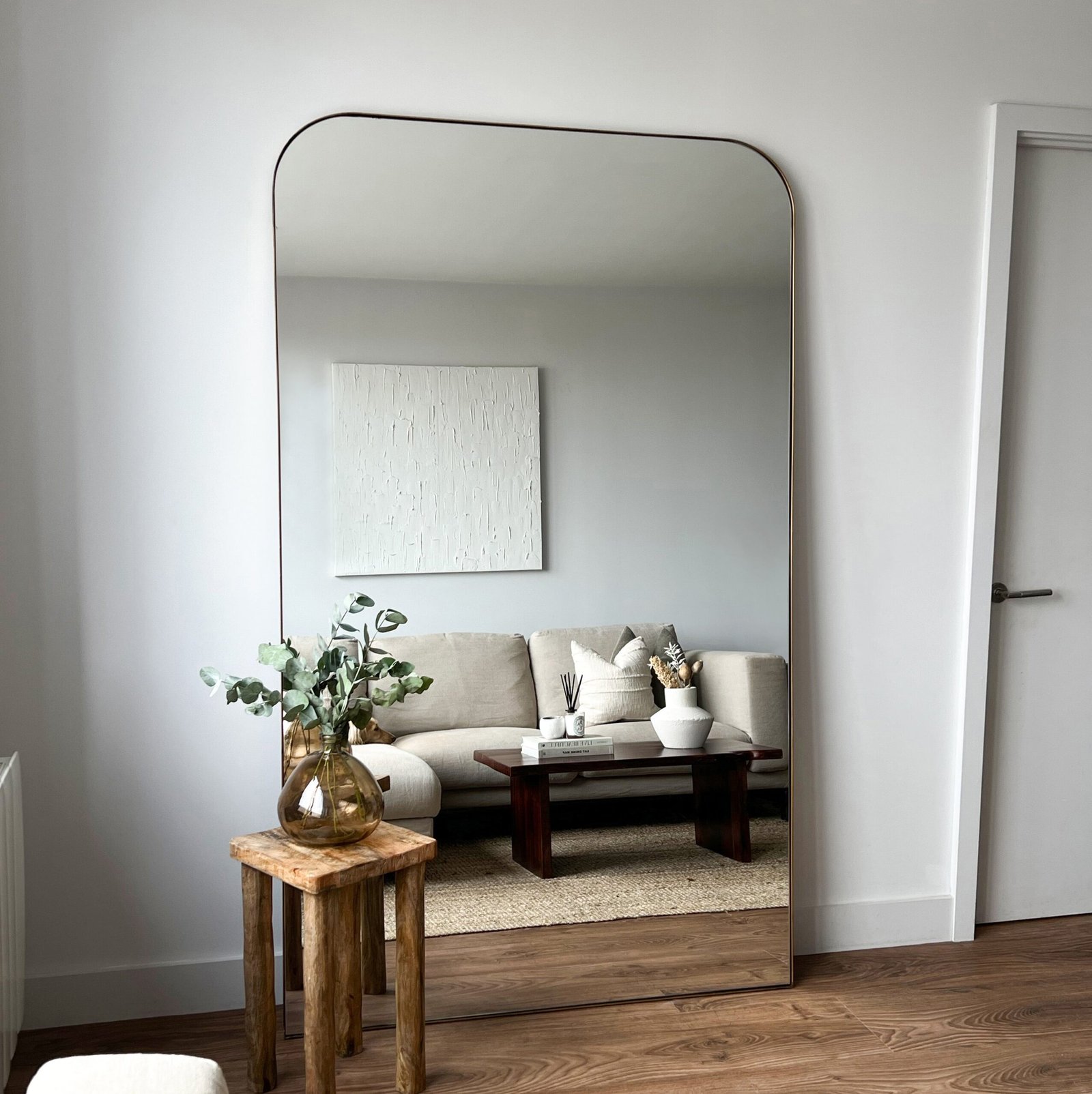 Theo - Full Length Gold Curved Extra Large Metal Mirror 200cm x 120cm - Image 2