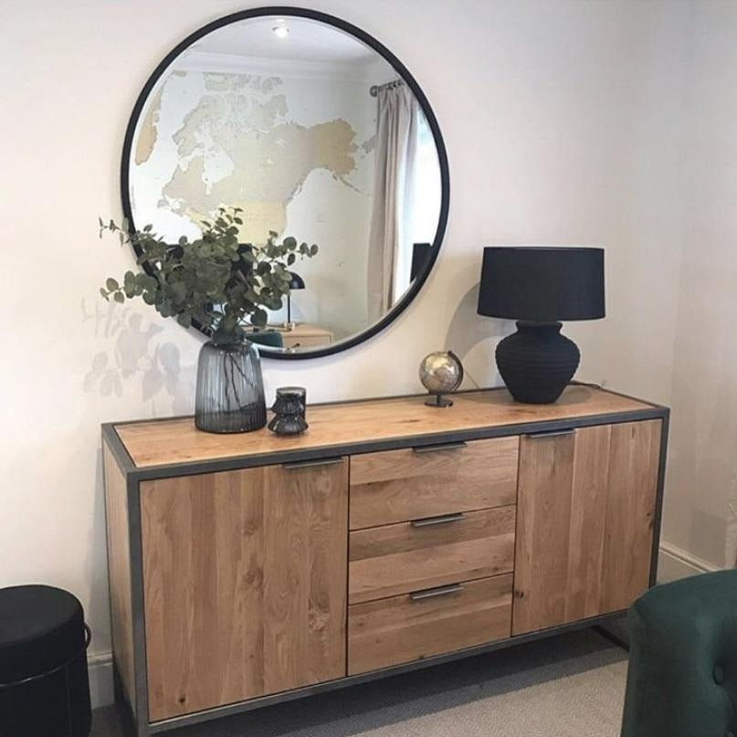 Higgins - Black Metal Modern Round Wall Mirror 100cm x 100cm - Image 6